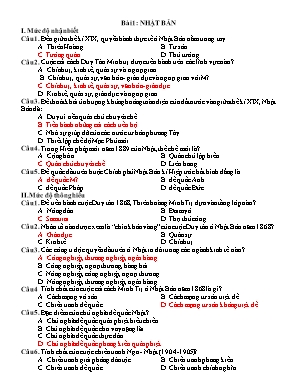 Tổng hợp câu hỏi trắc nghiệm Lịch sử lớp 11 (Có đáp án)